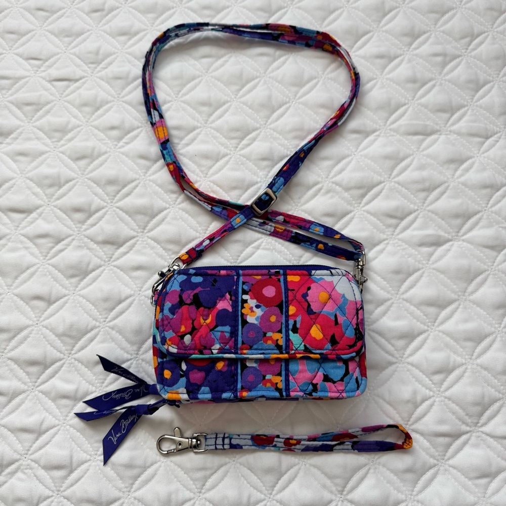 Vera Bradley All in One Crossbody Bag Wallet Wristlet Impressionista Pattern